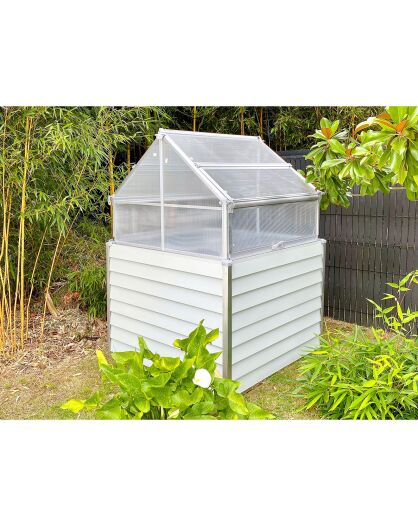 Mini-serre de jardin double stretto en acier galvanisé blanche - 120x120x166 cm